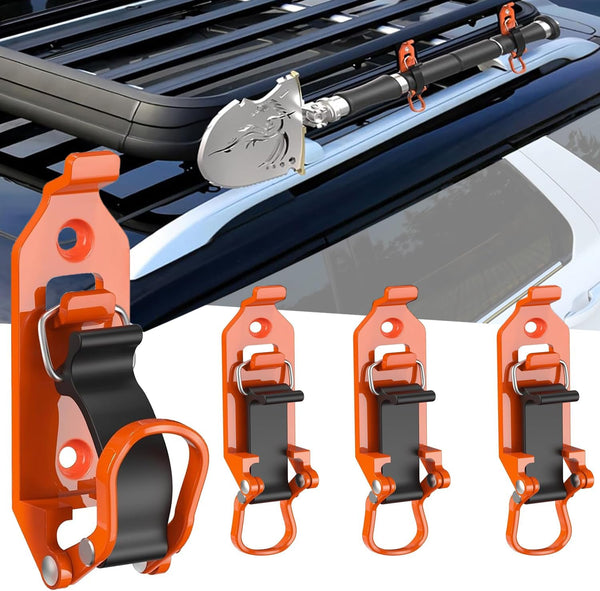 Shovel Mount Wall Mount ,4 Pcs Metal Rubber Clamps Axe Holder Mount Kit for Roof Rack Truck Boats Military Equipment and Tools