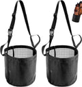 Comfort Breathable Horse Feed Bag, Mesh Feed Bucket, Mesh Designed Feeding Bag with Adjustable Strap and Waterproof Bottom, Horse Feeder Bag Storage, for Horse Feeding Supplies Muzzle Feed (2 Black)