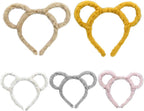 Women Winter Thick Plush Headband Round Bear Ears Makeup Hair Hoop Bandana Yellow