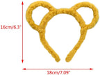 Women Winter Thick Plush Headband Round Bear Ears Makeup Hair Hoop Bandana Yellow