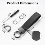 Leather Car Keychain, Universal Heavy Duty Metal Key Chain Holder with 2 Ring and Anti-Lost D-Ring, Accessories for Men Women (Black) Black -