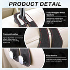 2PCS Car Purse Holder Hook, Seat Back Storage Leather-Wrapped Alloy Double Headrest Hook for Purses & Bags, Cute Interior Accessories Women and Men, Black -
