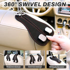 2PCS Car Purse Holder Hook, Seat Back Storage Leather-Wrapped Alloy Double Headrest Hook for Purses & Bags, Cute Interior Accessories Women and Men, Black -