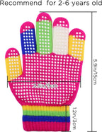 6 Pairs Kids Anti-Skid Magic Gloves, Multicolor Winter Warm Full Finger Mittens Stretchy Knitted Gloves for Boys and Girls -