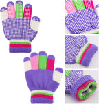 6 Pairs Kids Anti-Skid Magic Gloves, Multicolor Winter Warm Full Finger Mittens Stretchy Knitted Gloves for Boys and Girls -