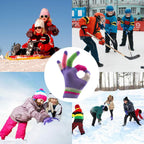 6 Pairs Kids Anti-Skid Magic Gloves, Multicolor Winter Warm Full Finger Mittens Stretchy Knitted Gloves for Boys and Girls -
