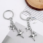 2pcs Cute Star Moon Keychains, Y2k Key Chain Charms Aesthetic Ring Bag Accessories Keychains for Purse Handbag Backpack Car Holder (2 Designs) -