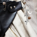 2pcs Cute Star Moon Keychains, Y2k Key Chain Charms Aesthetic Ring Bag Accessories Keychains for Purse Handbag Backpack Car Holder (2 Designs) -