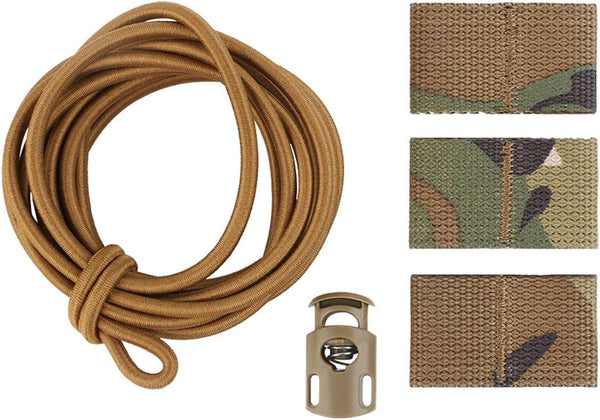 Tactical Flag Bungee Elastic Fastener Strap Shock Cord Retention Molle Webbing Loop Lock Secure Plate Carrier Attachment -
