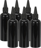 Plastic Applicator Bottle, 6 Pcs 3.4oz(100ml) Leak Proof Refillable Empty Dispenser Container Squeeze Bottle with Twist Top Cap for Hair Ink Liquid Sauces, Black -