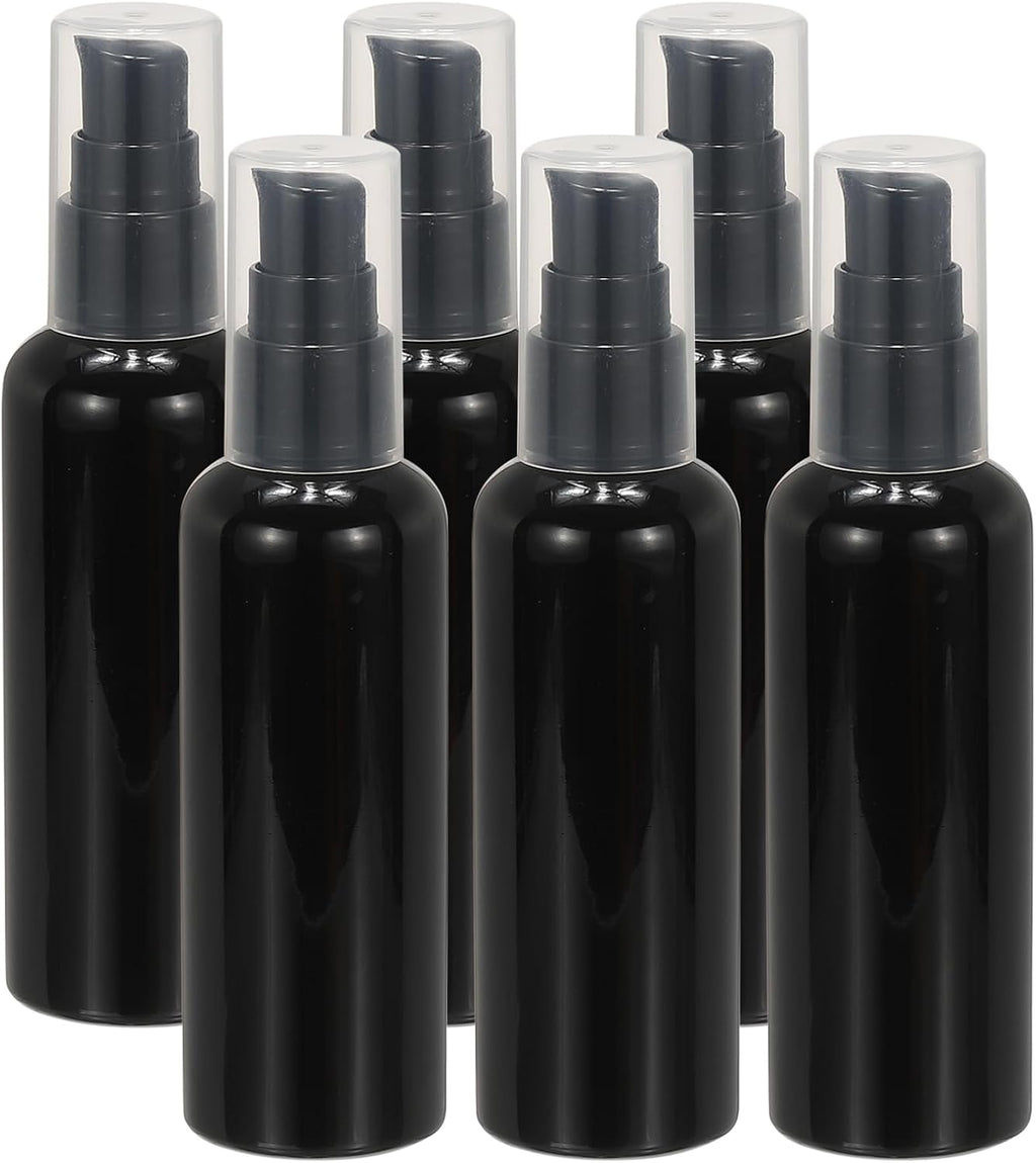 Travel Pump Bottles, 6 Pcs 3.4Oz(100ml) Leak Proof Refillable Empty Dispenser Container Squeeze Bottle with for Shampoo Toiletries Lotion Cream, Black -