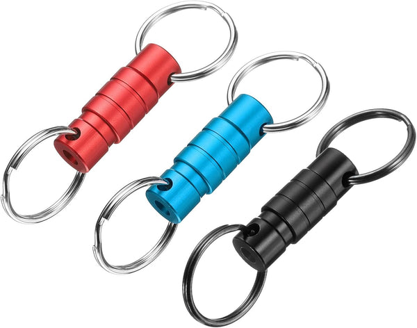 Quick Release Keychain, Detachable Pull Apart Key Rings Clip Spring Split Snap Separate Keychains Lock Holder Wine Red Blue -
