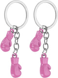 Boxing Keychain, Mini Cute Gloves Key Chain Sport Pendant Rings Bag Backpack Decor Pink -