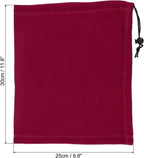 Winter Neck Warmer, Drawstring Warm Face Scarf Covering Windproof Gaiter for Men Women Wine Red -