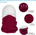 Winter Neck Warmer, Drawstring Warm Face Scarf Covering Windproof Gaiter for Men Women Wine Red -