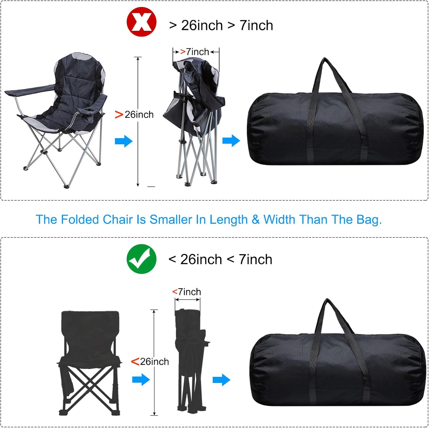 Folding Camping Chair Replacement Bag 47.2" x 5.5", Portable Storage Tent with Handle Strap for Outdoor Hiking Travel, Black - 5.5"