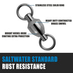 20 Pack Ball Bearing Fishing Swivels, Swivels Tackle Saltwater, Freshwater Stainless Heavy Duty Lure Leader Line Connector #0 - #0-33LB(0.58")