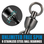 20 Pack Ball Bearing Fishing Swivels, Swivels Tackle Saltwater, Freshwater Stainless Heavy Duty Lure Leader Line Connector #0 - #0-33LB(0.58")