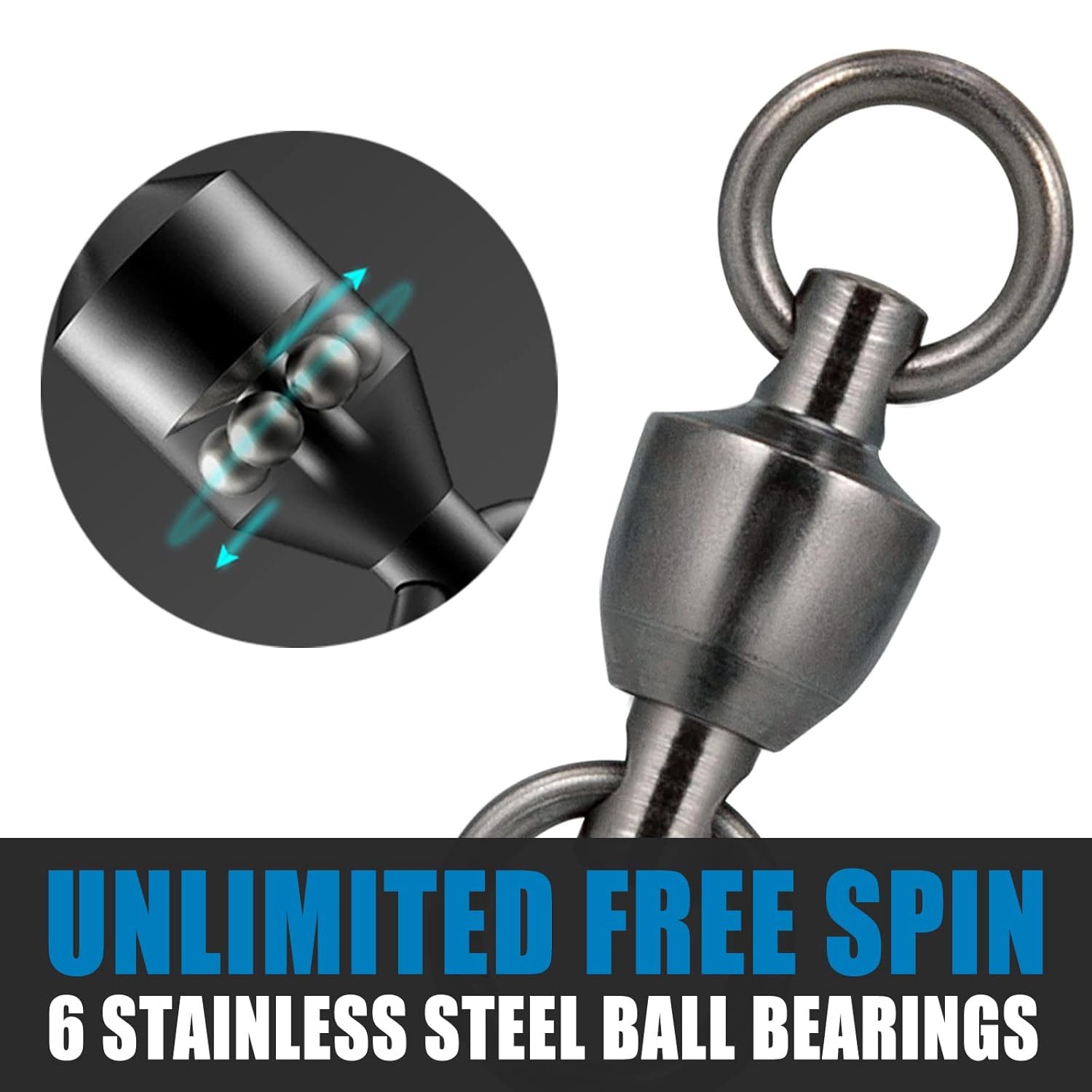 20 Pack Ball Bearing Fishing Swivels, Swivels Tackle Saltwater, Freshwater Stainless Heavy Duty Lure Leader Line Connector #0 - #0-33LB(0.58")