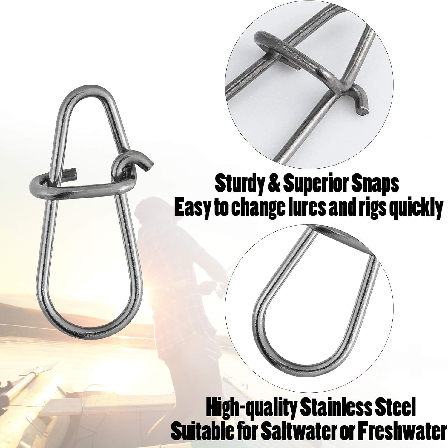 50 Pack Crankbait Snaps Stainless Steel Duo Lock Lure Quick Change Fishing Speed Clips Connector Freshwater Bass - #0-55LB-50