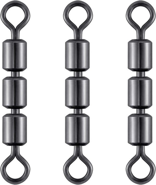 High Speed 3 Roller Swivels, Bead Chain Barrel Swivels Fishing Tackle Trolling Rolling Leader Lure Connector Salmon Walleye Freshwater - #3-84LB
