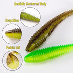 20 Pack Paddle Tail Swimbait Soft Fishing Lure Bass Freshwater Plastic Shad Bait Drop Shot Bluegill Panfish Crappie 1.4''/2''/3'' Pearl White 3''