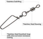 30 Pack Barrel Snap Swivels, Swivels Fishing Tackle Crane Rolling Coast Lock Lure Leader Line Connector Fresh&Saltwater - #4/0-198LB-30