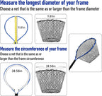 Fishing Landing Net Replacement Rubber Without Handle Foldable Mesh Netting for Freshwater Saltwater Black F-59.06'' Girth(21.65'' Dia, 19.7*5" Depth)