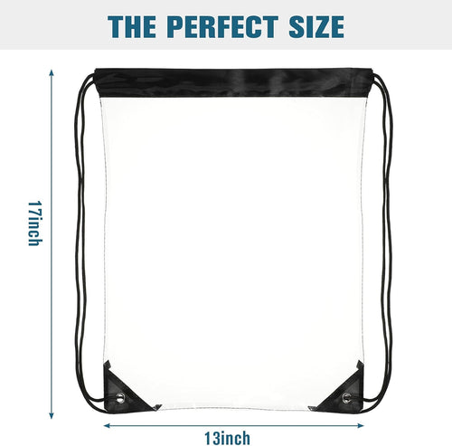 15 Pieces PVC Clear Drawstring Bag Small Waterproof Plastic Backpack For Stadiums Sporting Events (Black) Black -