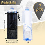 2 Pcs Water Bottle Holder for Backpack Foldable Mesh and Snack Adjustable Pouch Tactical Attachments Carrier Hiking Bicycle(Black) -