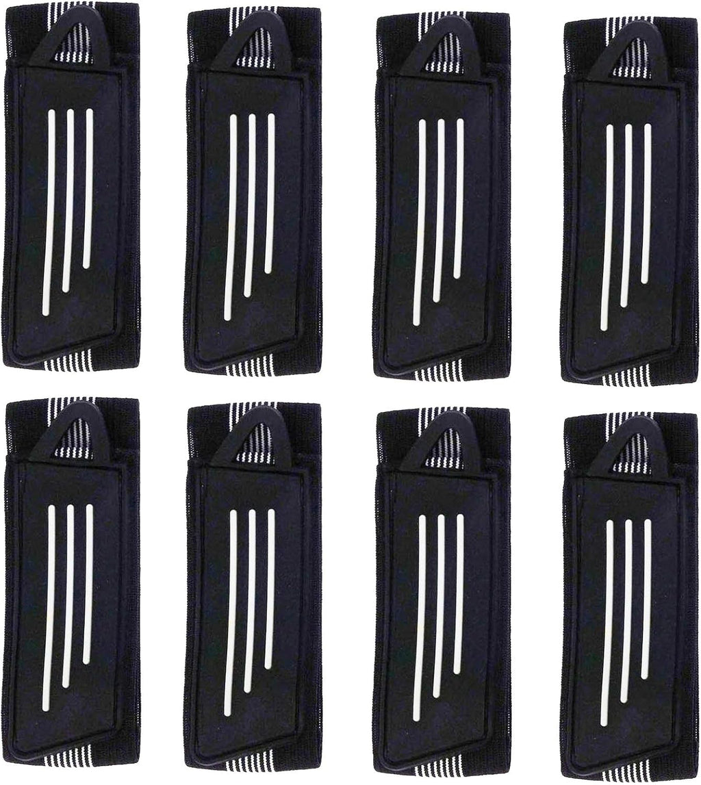 8 Pack Elastic Bike Bicycle Ankle Leg Riding Puttee Cycling Safety Bind Pant Bands Clip Strap Belt Fully Adjustable Cycling, Jogging, Camping (Black)