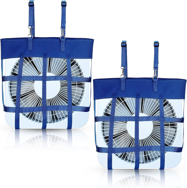 2 Pcs Classic Box Fan Holder for Horse Stall Adjustable Equine Bag Hanging Stable Supplies Metal Hook Accessories, Blue -