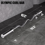 Olympic EZ Curl Bar - 47" Weightlifting Barbell for Bicep Curls & Tricep Extensions Fits 2-Inch Weight Plates 500LB Capacity Chrome with Needle Bearings 2 Spring Collars