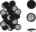 25pcs Satin Fabric Cloth Covered Buttons Metal Shank Round for Women Suit DIY Sewing Gowns Jeans Jackets Coats Shirts Wedding Dresses Handmade Crafts (Black, 15mm) black 15mm