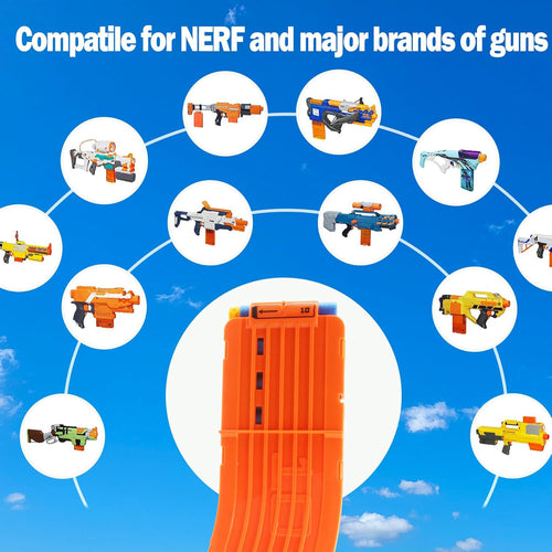 10 Darts Curved Magazine Quick Reload Clip Compatible for Nerf Elite (Orange, 2Pcs) 2pcs Orange
