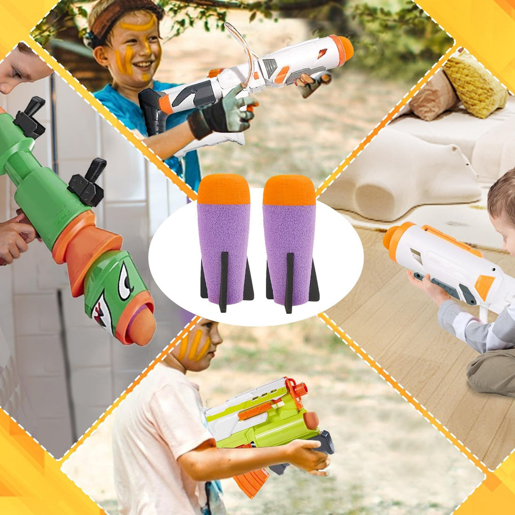 Missile Filled Foam Rocket Launcher Compatible for Nerf N-Strike Elite Series 10pcs,purple
