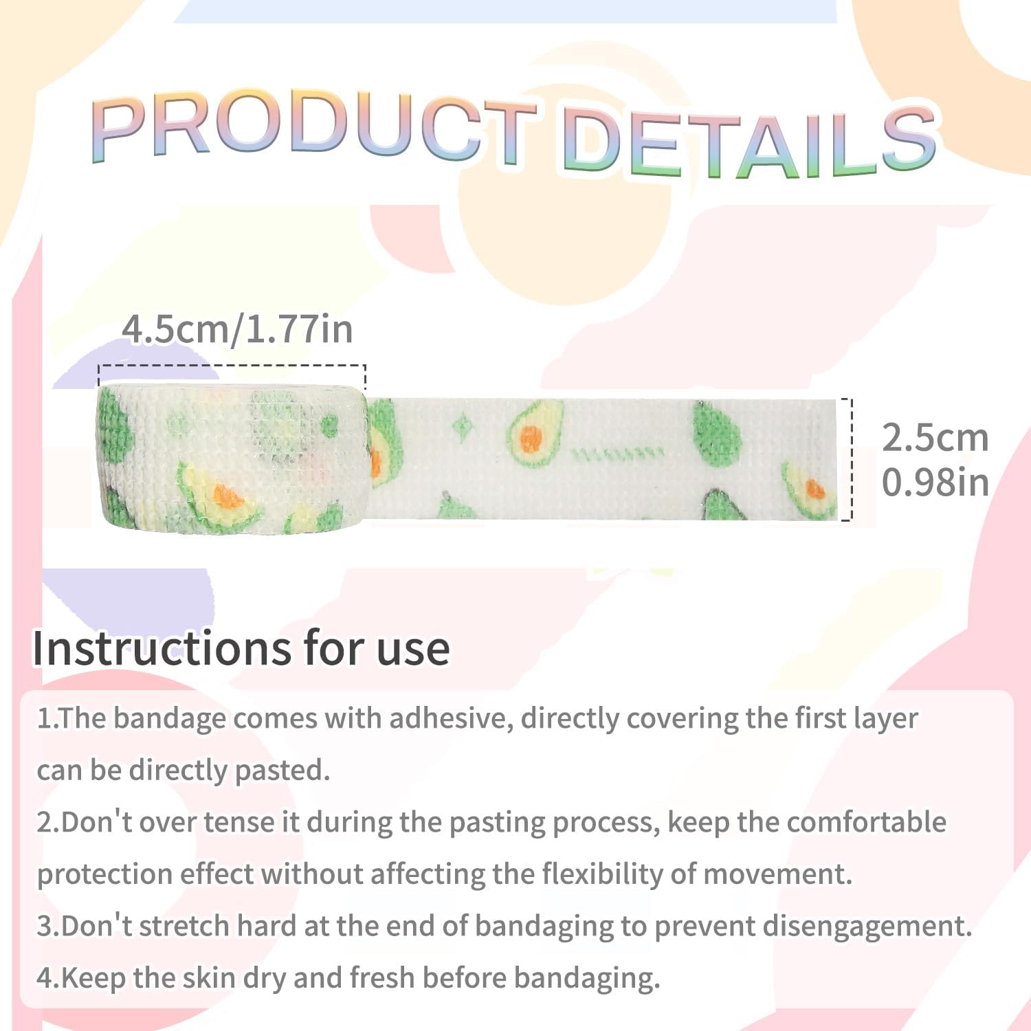 Self-Adhesive Finger Bandage - 8 Rolls of Elastic & Breathable Protector, Waterproof Cohesive Tape Sports Fixing Band Stretch Wrap (1Inch x 5 Yards, Colors)
