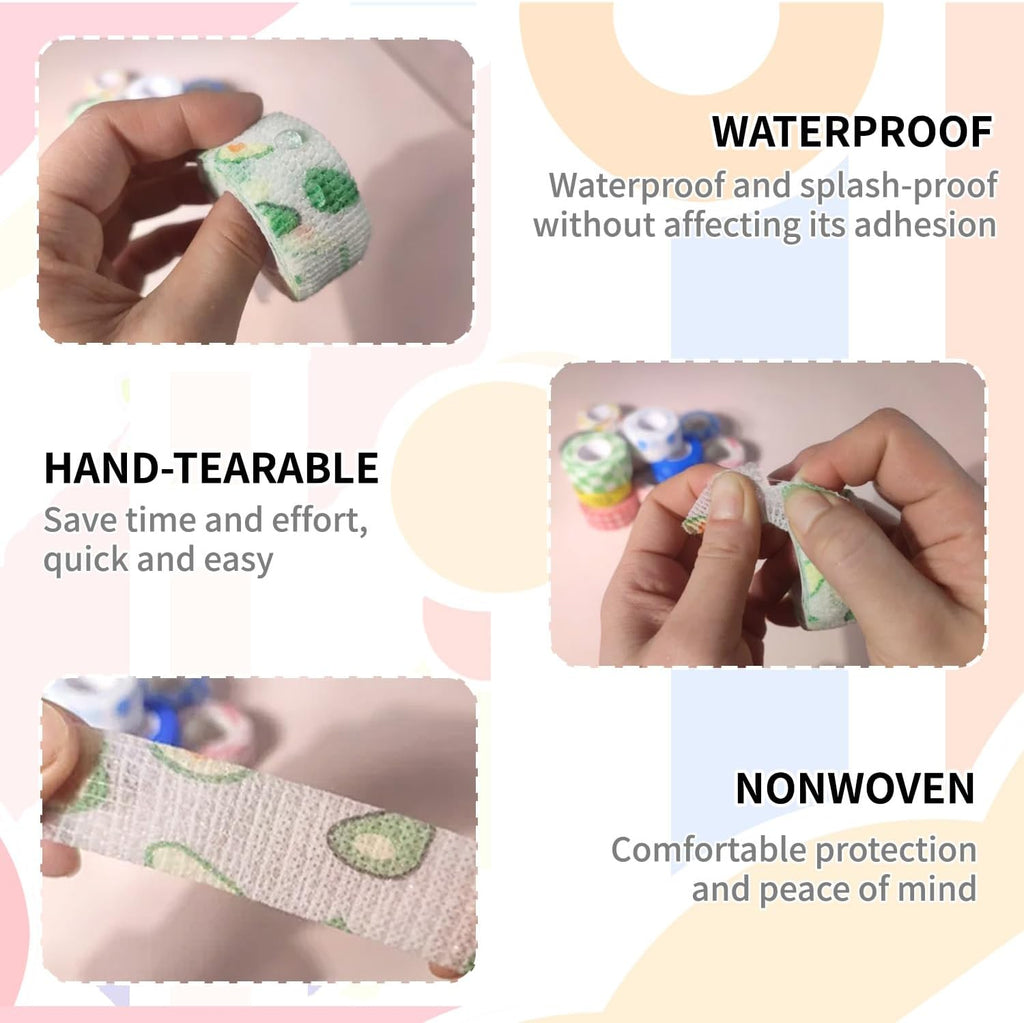 Self-Adhesive Finger Bandage - 8 Rolls of Elastic & Breathable Protector, Waterproof Cohesive Tape Sports Fixing Band Stretch Wrap (1Inch x 5 Yards, Colors)