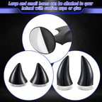 4 Pairs Helmet Devil Horns Motorcycle Accessories Cat Ears Wings with Adhesive Suction Cup Ski Bike for Women Men, Black
