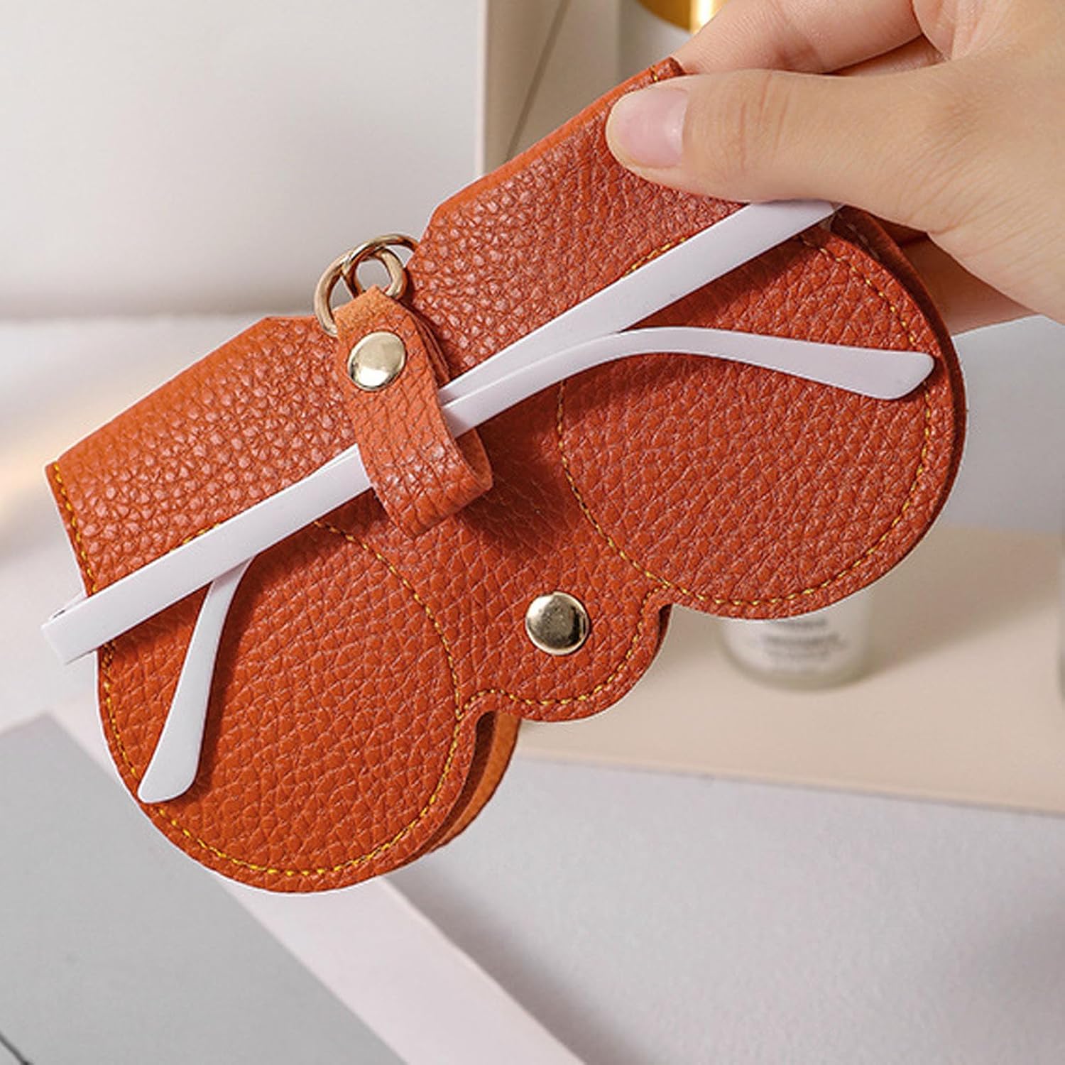 Leather Sunglasses Bag, Soft Case Portable Glasses Cute Eyeglass Pouch for Women Men Girls