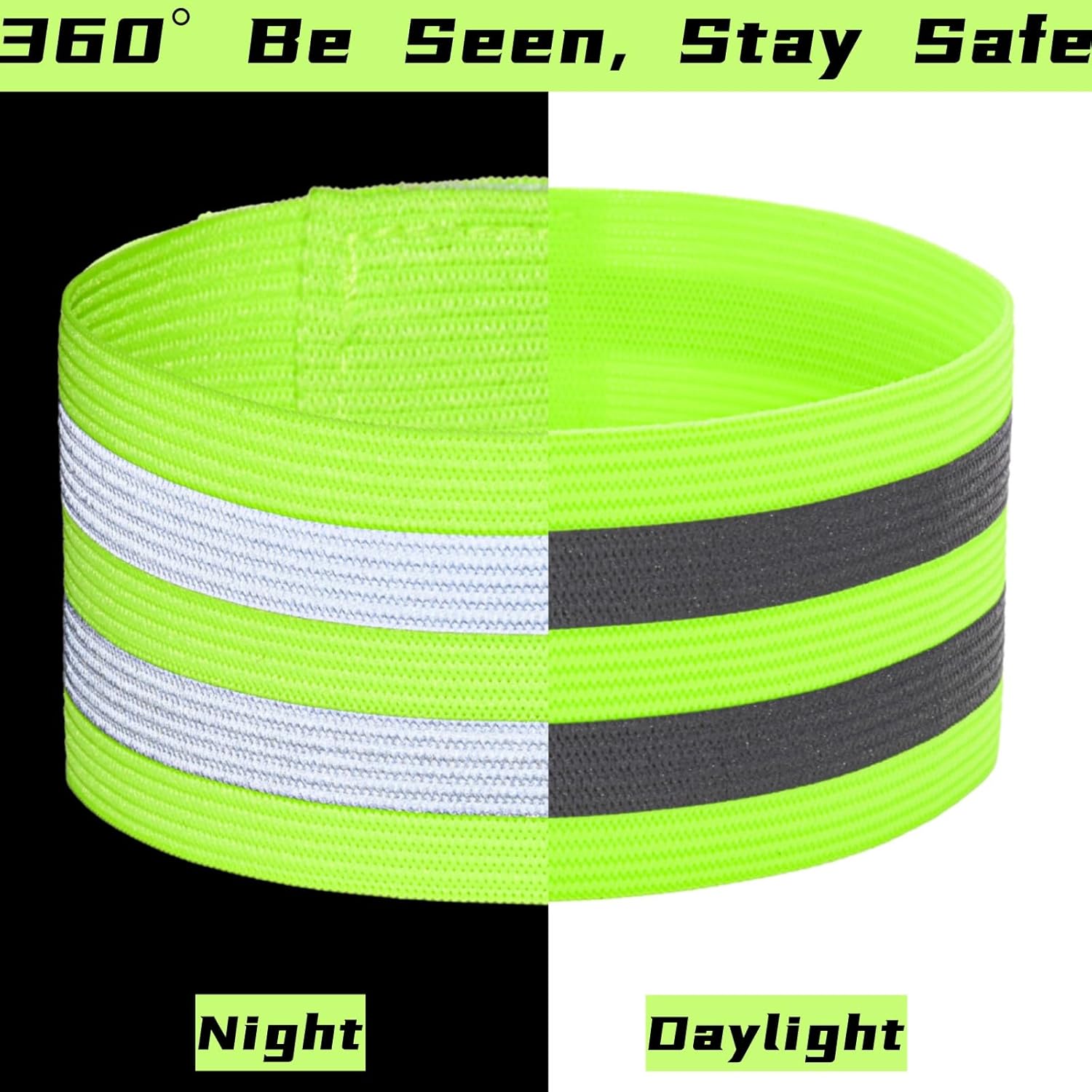50 Pack Reflective Bands, High Visibility Safety Reflector Armband, Security Tape Strip Bracelets, Cycling Warning Fluorescent Sash, Night Walking Gear for Wrist Arm Ankle Leg