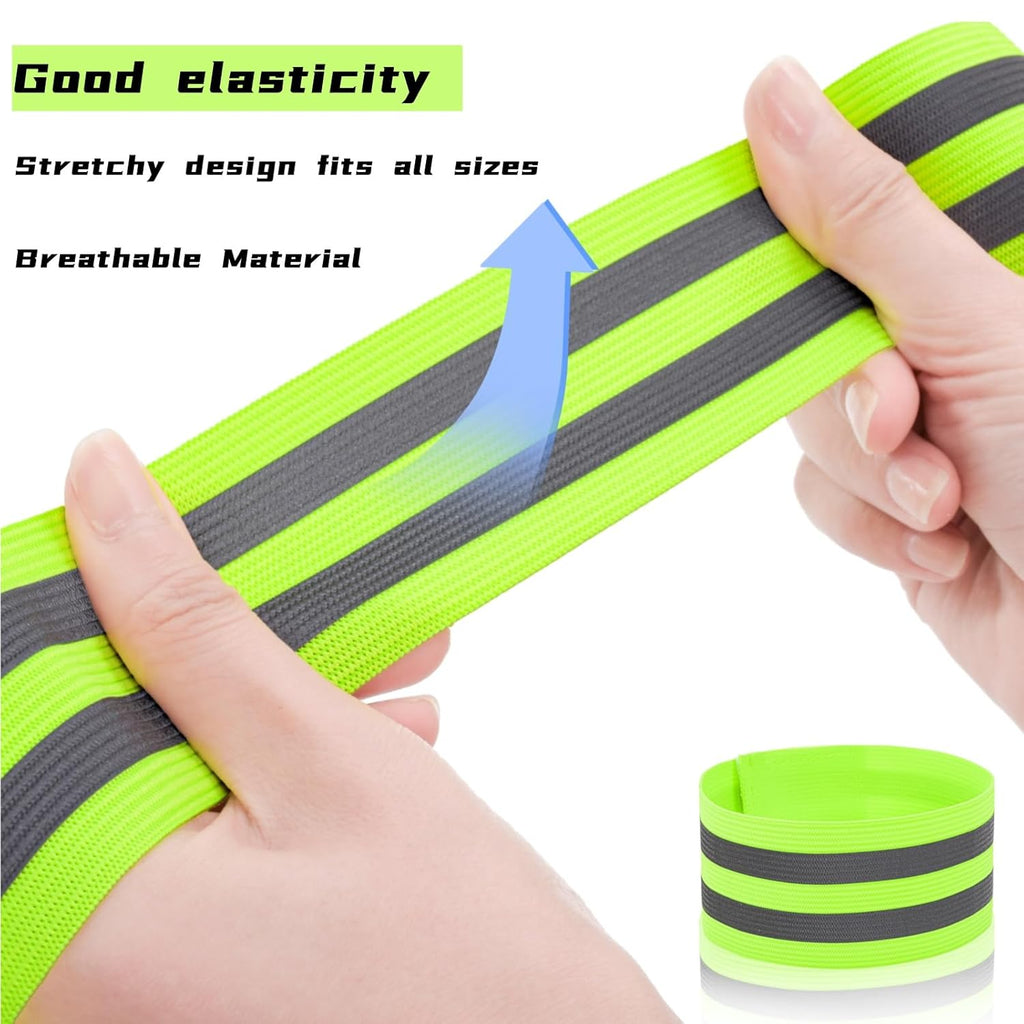 50 Pack Reflective Bands, High Visibility Safety Reflector Armband, Security Tape Strip Bracelets, Cycling Warning Fluorescent Sash, Night Walking Gear for Wrist Arm Ankle Leg