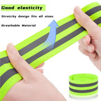 50 Pack Reflective Bands, High Visibility Safety Reflector Armband, Security Tape Strip Bracelets, Cycling Warning Fluorescent Sash, Night Walking Gear for Wrist Arm Ankle Leg