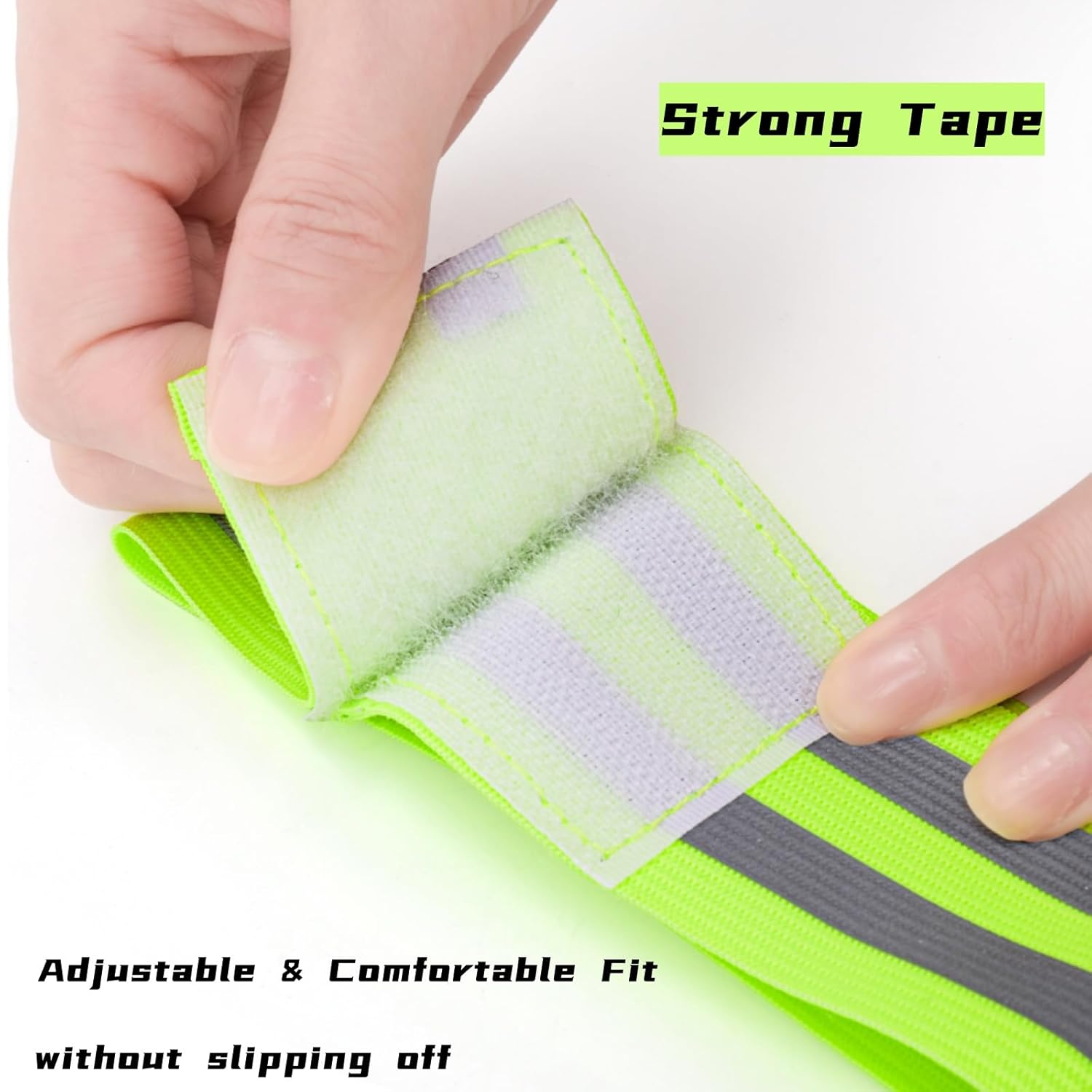 50 Pack Reflective Bands, High Visibility Safety Reflector Armband, Security Tape Strip Bracelets, Cycling Warning Fluorescent Sash, Night Walking Gear for Wrist Arm Ankle Leg