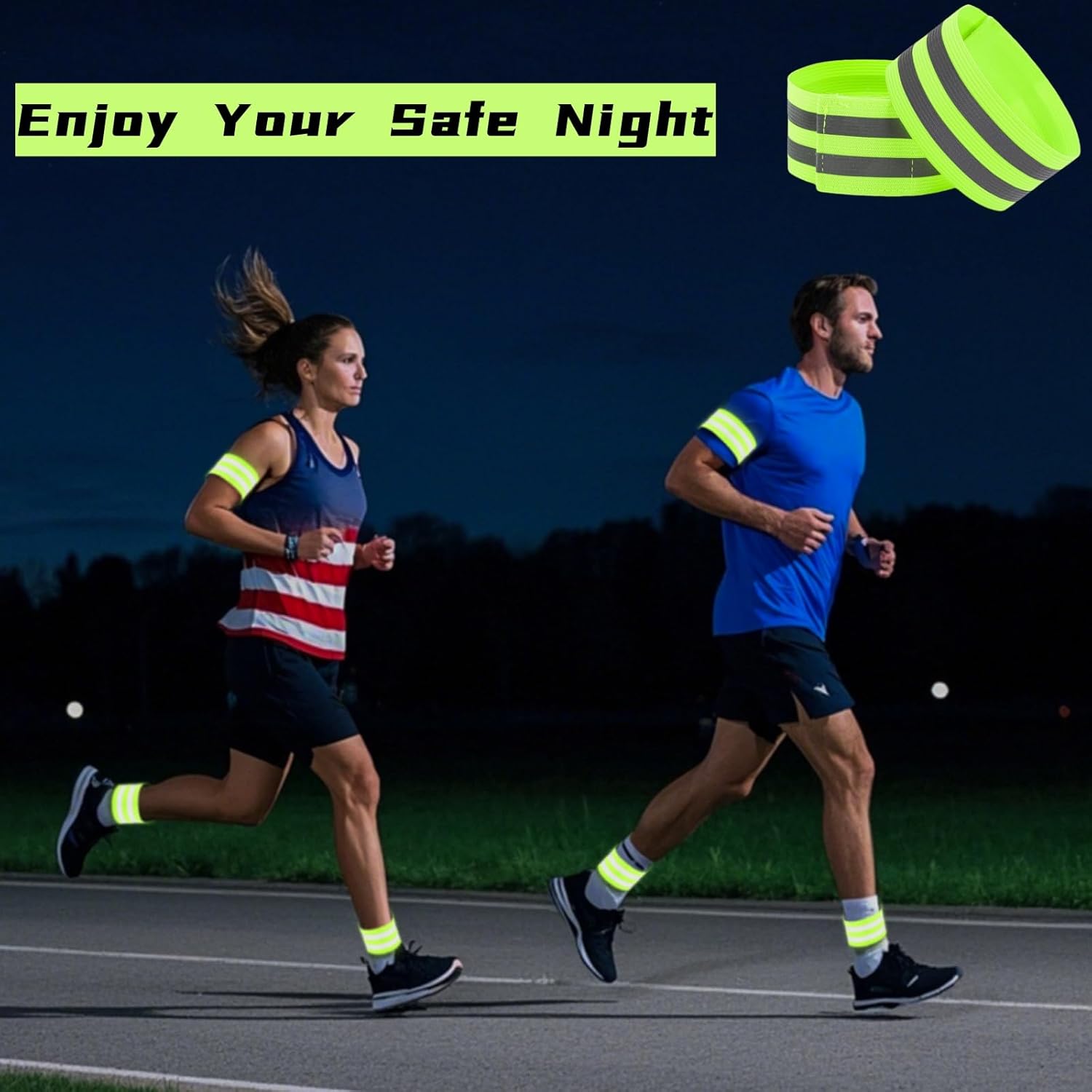 50 Pack Reflective Bands, High Visibility Safety Reflector Armband, Security Tape Strip Bracelets, Cycling Warning Fluorescent Sash, Night Walking Gear for Wrist Arm Ankle Leg