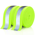 2 Rolls 2" x 66ft Reflective Ribbon, High Visibility Tape Strip, Sew On Safety Fabric Material, Silver Florescent Warning Strip Webbing for Walking Cycling Clothes Backpacks at Night