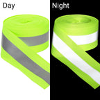 2 Rolls 2" x 66ft Reflective Ribbon, High Visibility Tape Strip, Sew On Safety Fabric Material, Silver Florescent Warning Strip Webbing for Walking Cycling Clothes Backpacks at Night