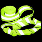 2 Rolls 2" x 66ft Reflective Ribbon, High Visibility Tape Strip, Sew On Safety Fabric Material, Silver Florescent Warning Strip Webbing for Walking Cycling Clothes Backpacks at Night