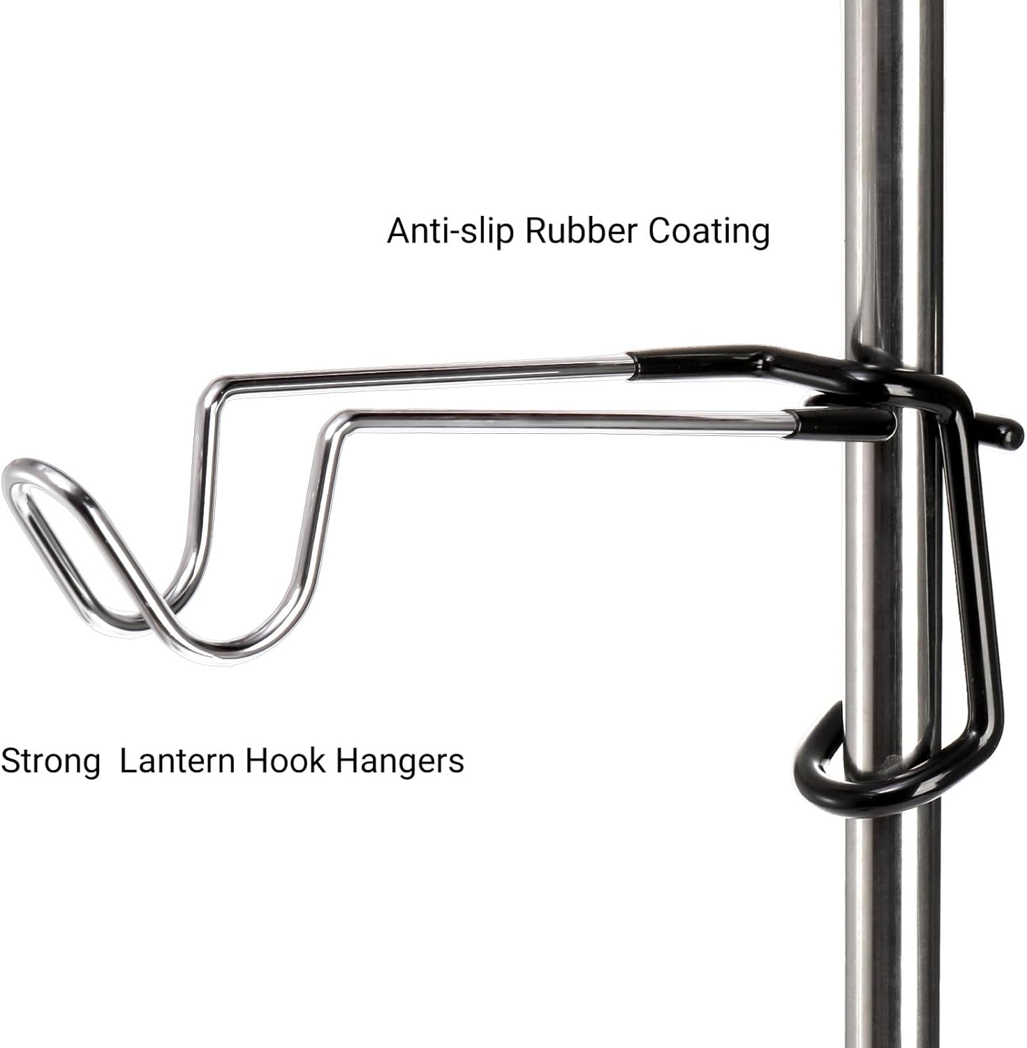 4 Pack Camping Lantern Hook Hangers, 10" Outdoor Lamp Hanger Stand, Stainless Steel Non-Slip Tent Light Pole Hook, Portable Water Bottle Holder Bracket for Hunting Fishing Hiking