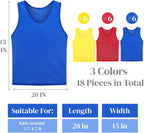 18 Packs Youth Team Pinnies, Kids Scrimmage Training Vest, Pennies, Jerseys Mesh Practice Vests for Basketball, Soccer, Football, Volleyball, 3 Colors